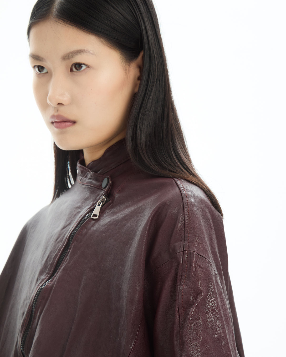 MLO Cappa cropped in pelle  ROSSO