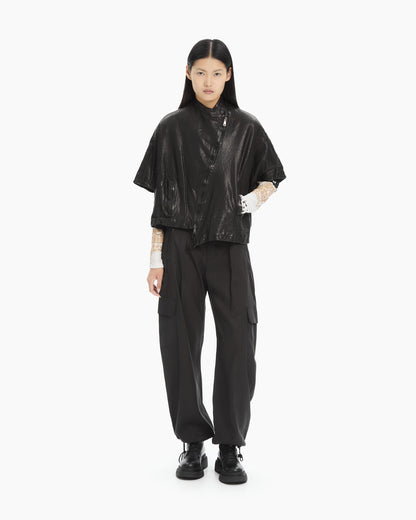 MLO Cappa cropped in pelle  NERO