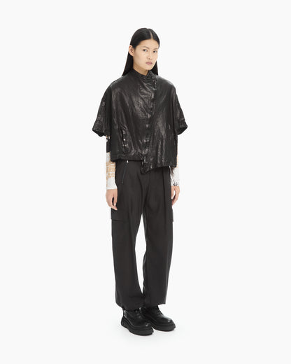 MLO Cappa cropped in pelle  NERO