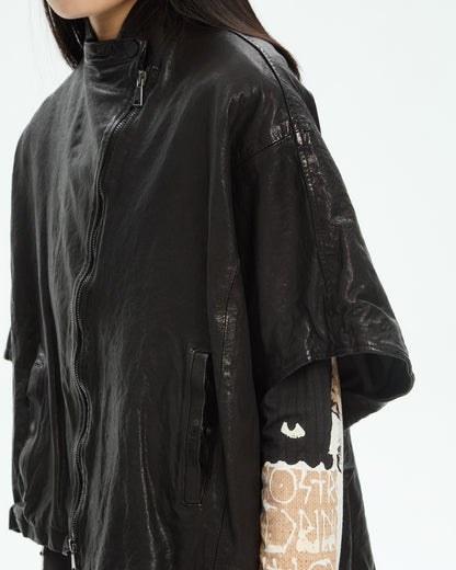 MLO Cappa cropped in pelle  NERO