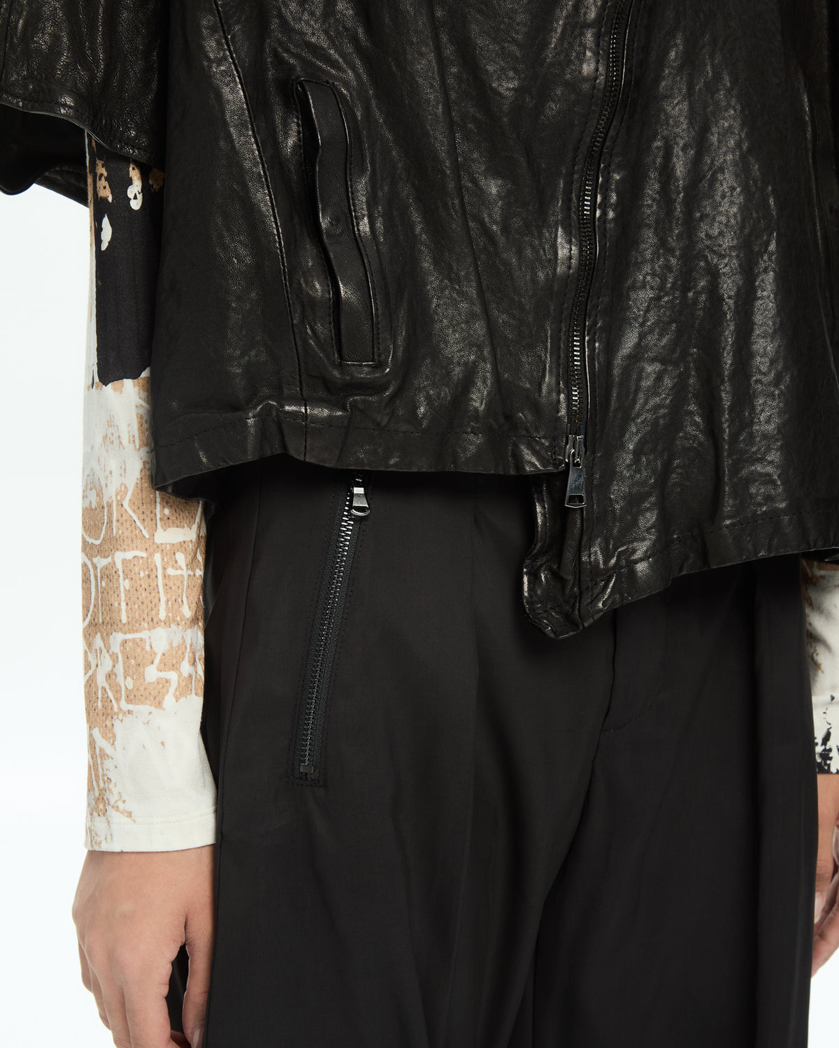 MLO Cappa cropped in pelle  NERO