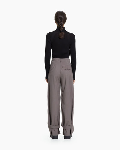 MLO Pantalone con dettaglio sul fondo MARRONE