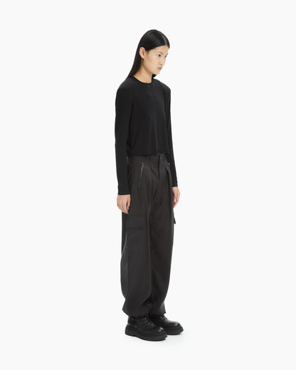 MLO Pantalone cargo con coulisse al fondo NERO
