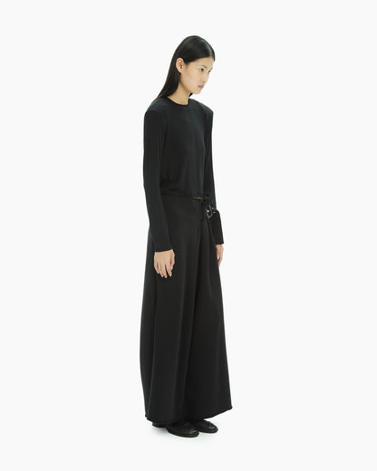MLO Pantaloni ampi con cintura e fibbia NERO