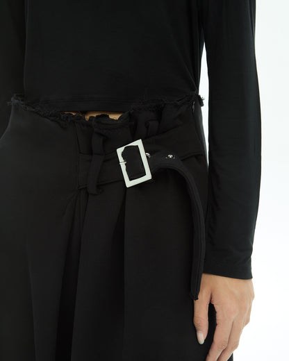 MLO Pantaloni ampi con cintura e fibbia NERO
