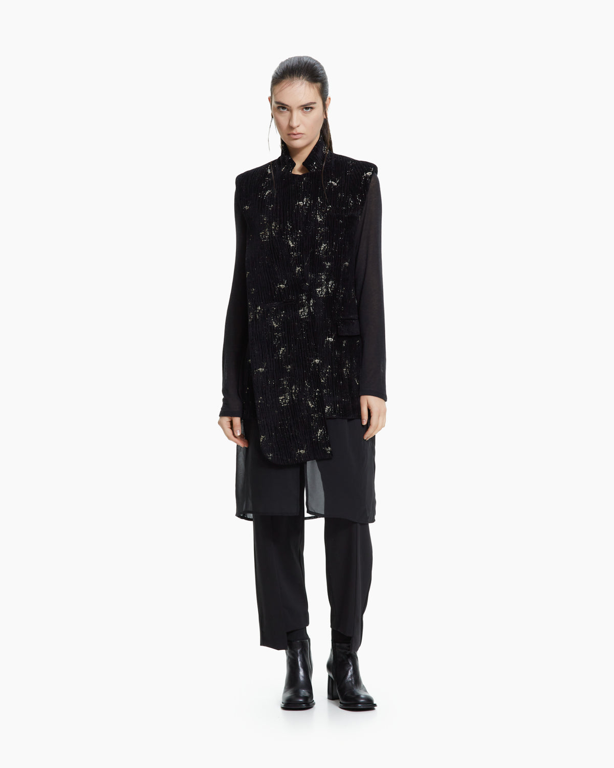 MLO Pantalone sartoriale con spacchi laterali NERO