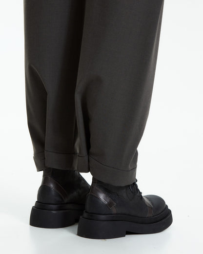 MLO Pantalone sartoriale con risvolto VERDE