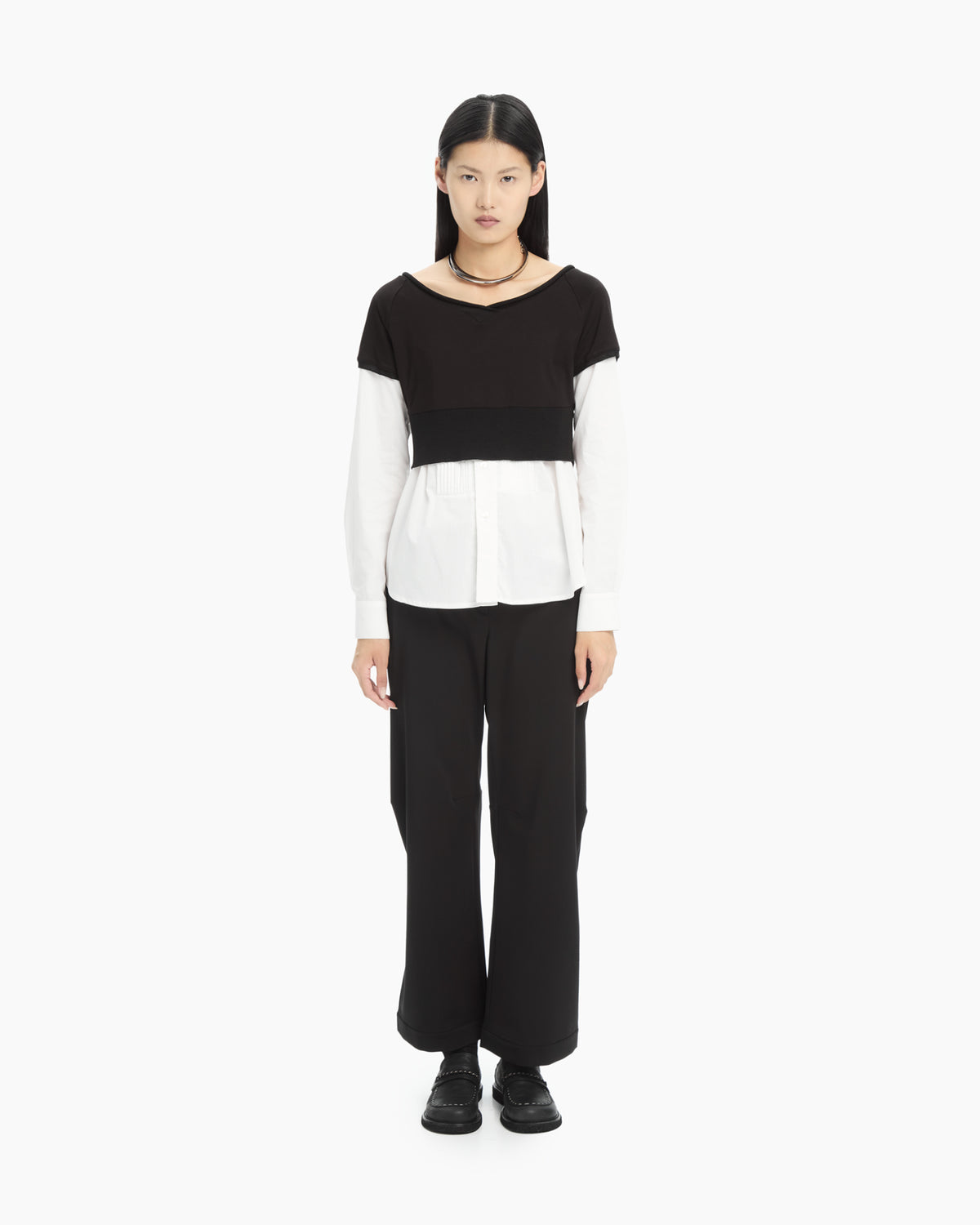 MLO Pantalone sartoriale con risvolto NERO