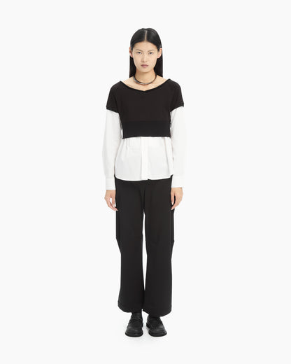 MLO Pantalone sartoriale con risvolto NERO