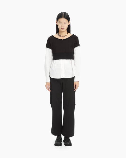 MLO Pantalone sartoriale con risvolto NERO