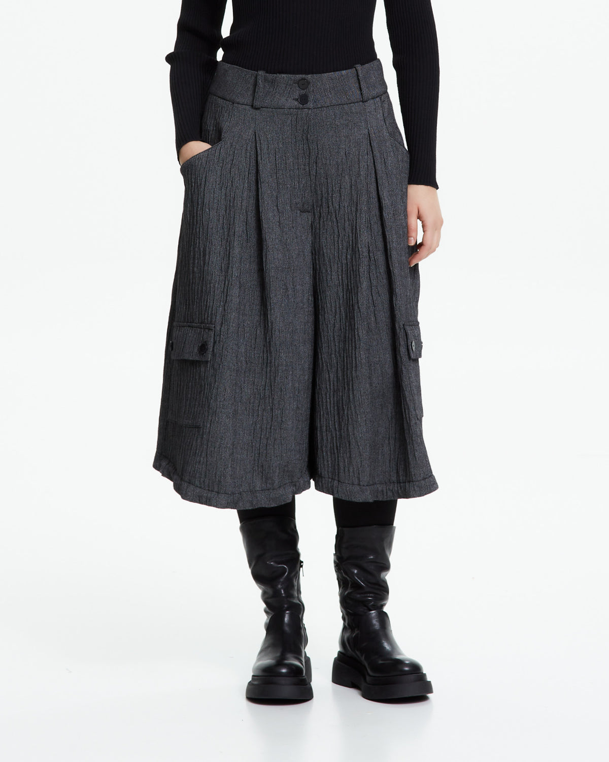 MLO Pantalone cropped con tasche cargo GRIGIO