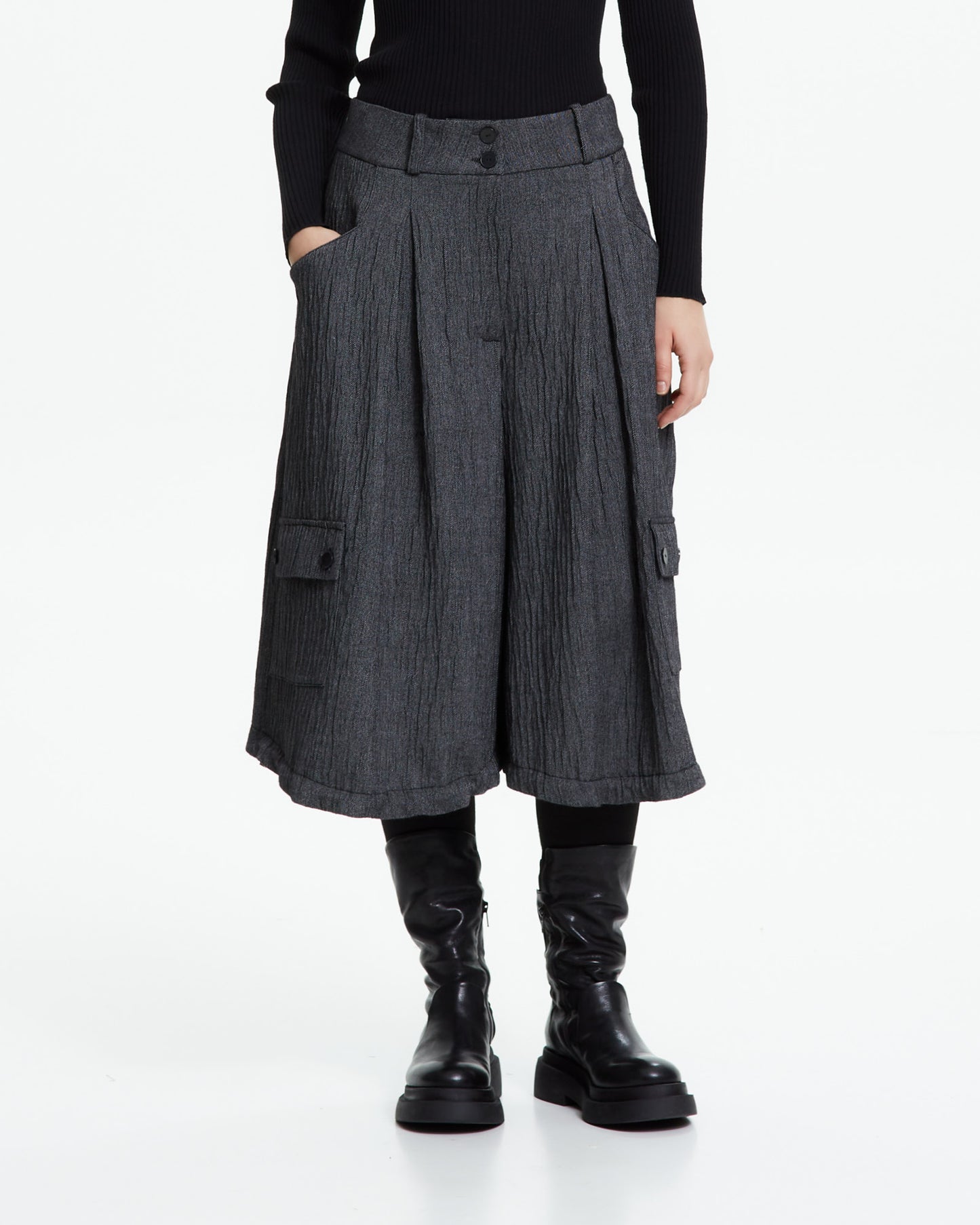MLO Pantalone cropped con tasche cargo GRIGIO