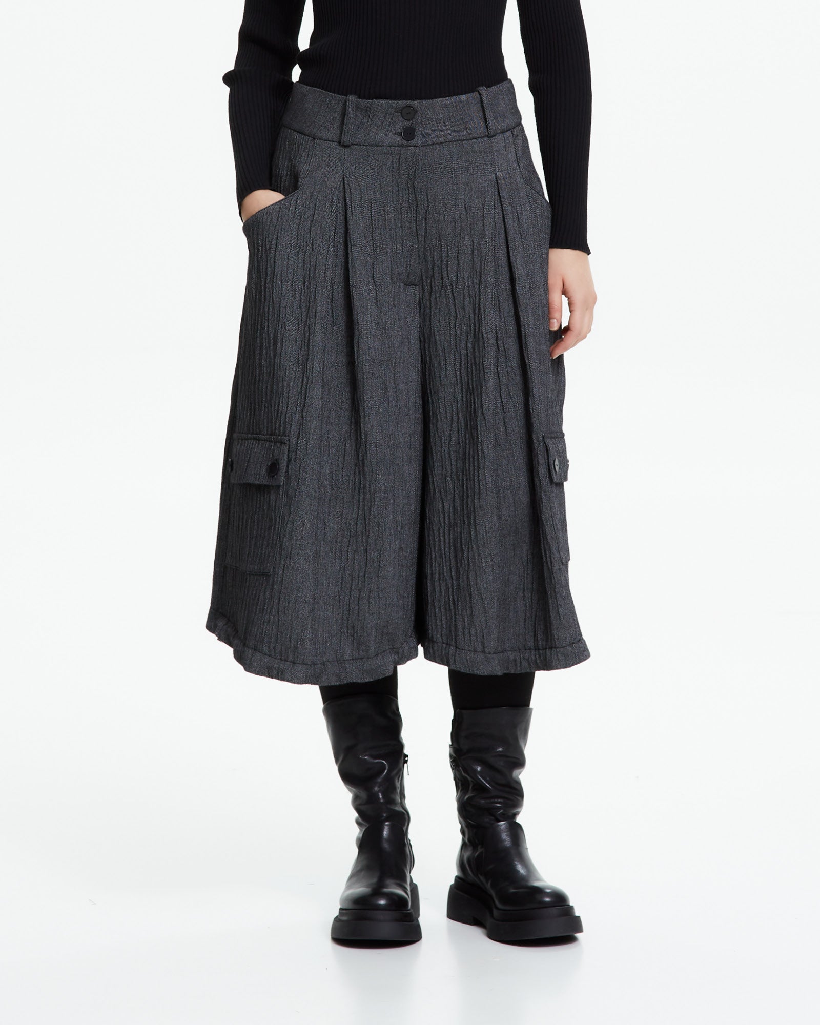MLO Pantalone cropped con tasche cargo GRIGIO
