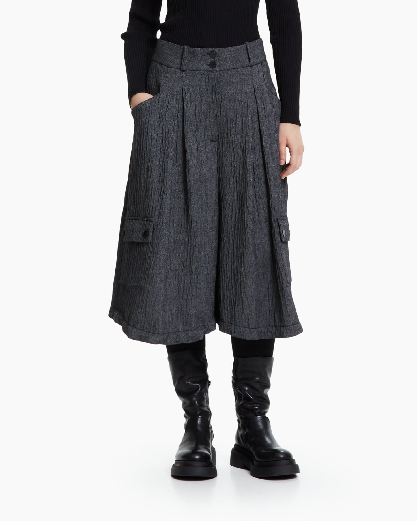 MLO Pantalone cropped con tasche cargo GRIGIO