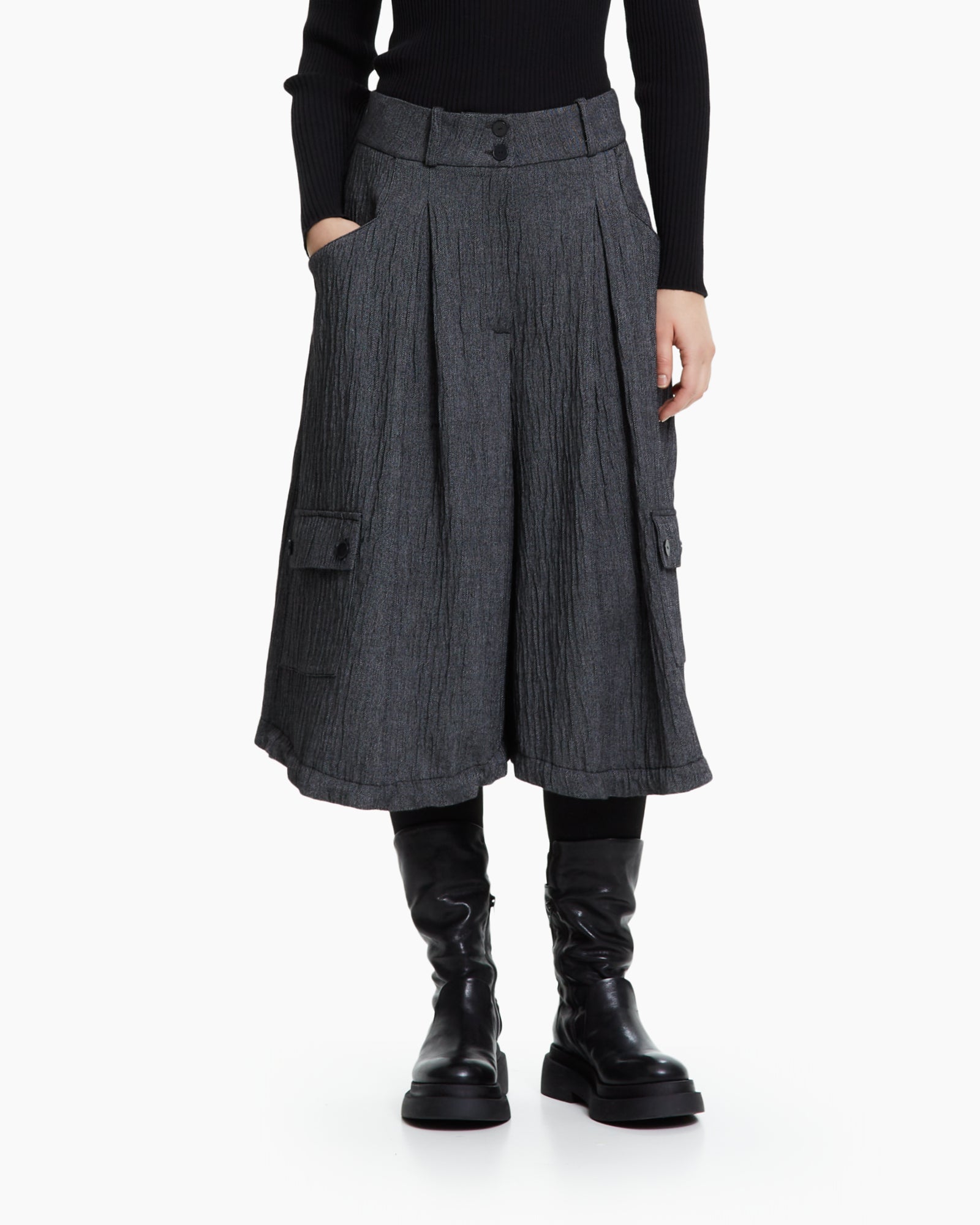 MLO Pantalone cropped con tasche cargo GRIGIO