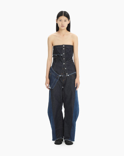 MLO Jeans bicolor a gamba ampia BLU