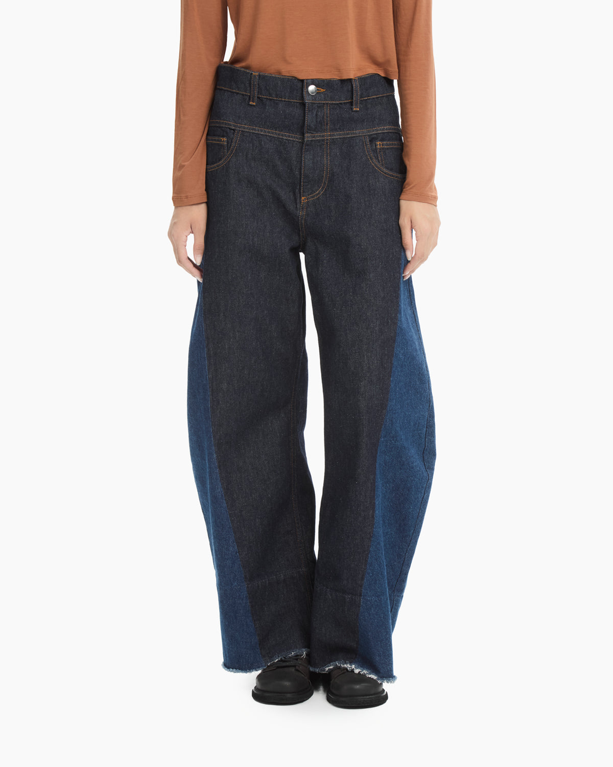 MLO Jeans bicolor a gamba ampia BLU