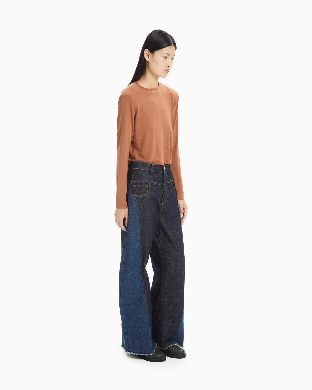 MLO Jeans bicolor a gamba ampia BLU