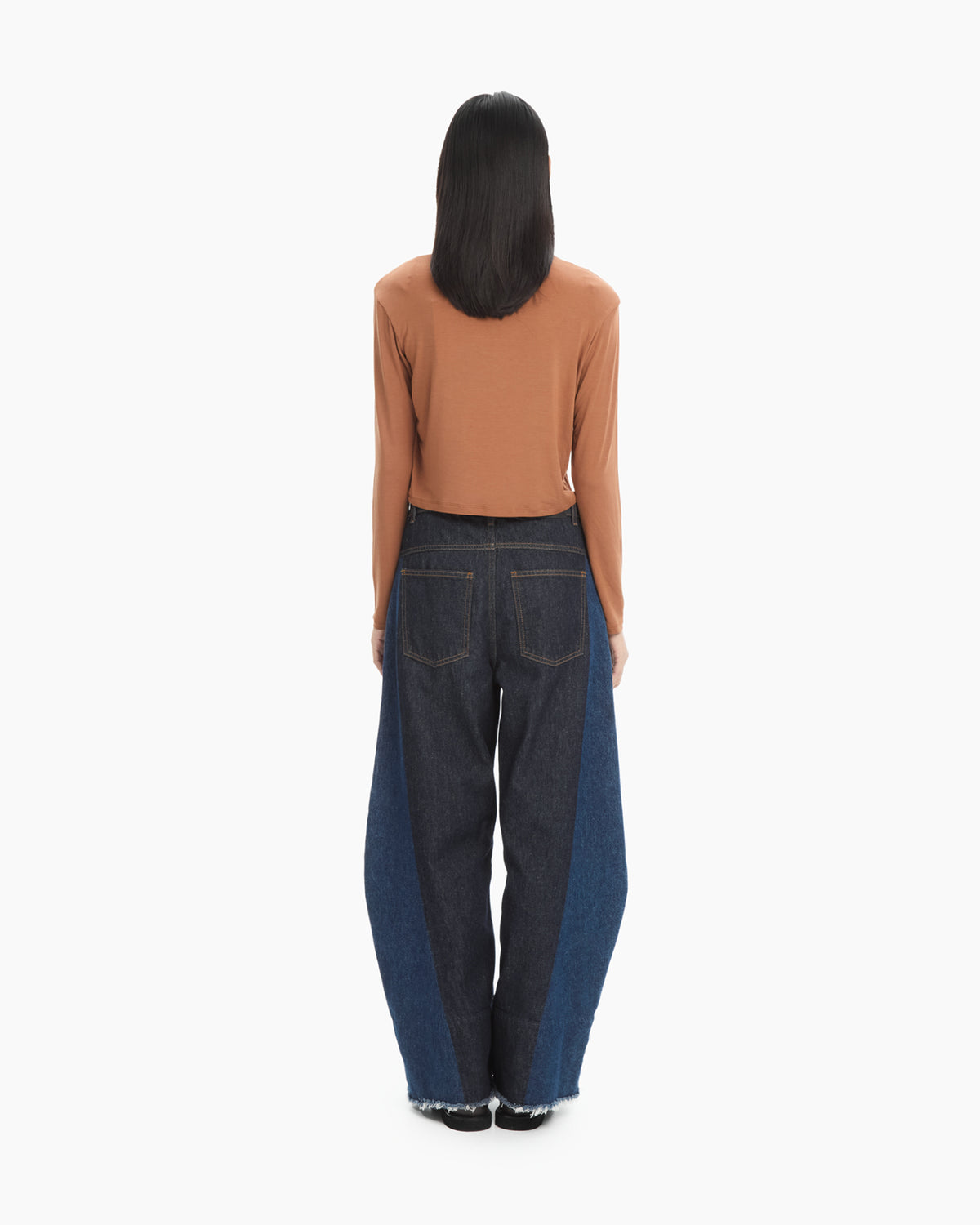 MLO Jeans bicolor a gamba ampia BLU