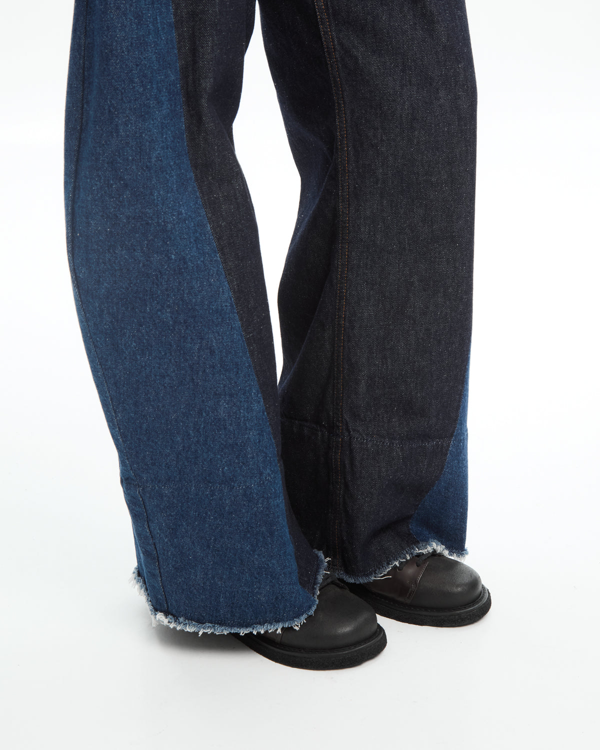 MLO Jeans bicolor a gamba ampia BLU