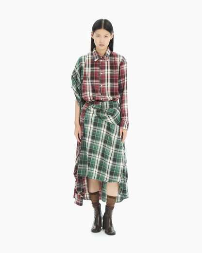 MLO Gonna asimmetrica tartan patchwork ROSSO
