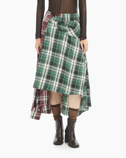 MLO Gonna asimmetrica tartan patchwork ROSSO