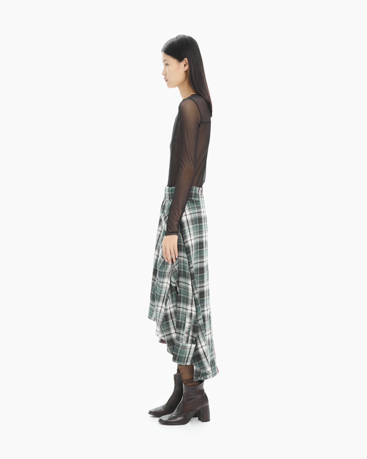 MLO Gonna asimmetrica tartan patchwork ROSSO