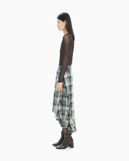 MLO Gonna asimmetrica tartan patchwork ROSSO