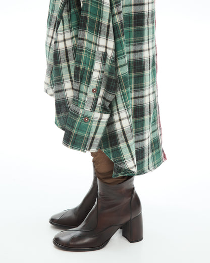 MLO Gonna asimmetrica tartan patchwork ROSSO