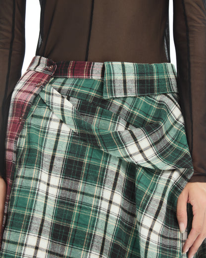 MLO Gonna asimmetrica tartan patchwork ROSSO