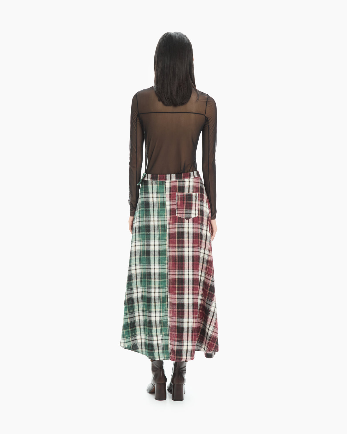 MLO Gonna asimmetrica tartan patchwork ROSSO