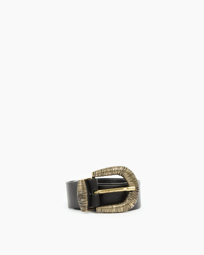 MLO Cintura in pelle con fibbia scultorea NERO