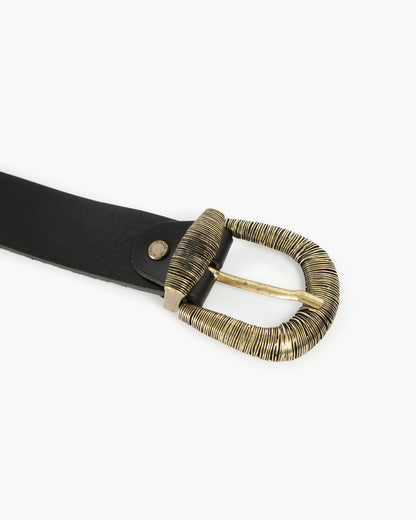 MLO Cintura in pelle con fibbia scultorea NERO