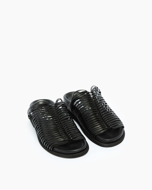 MLO Sandalo con fasce sottili intrecciate NERO