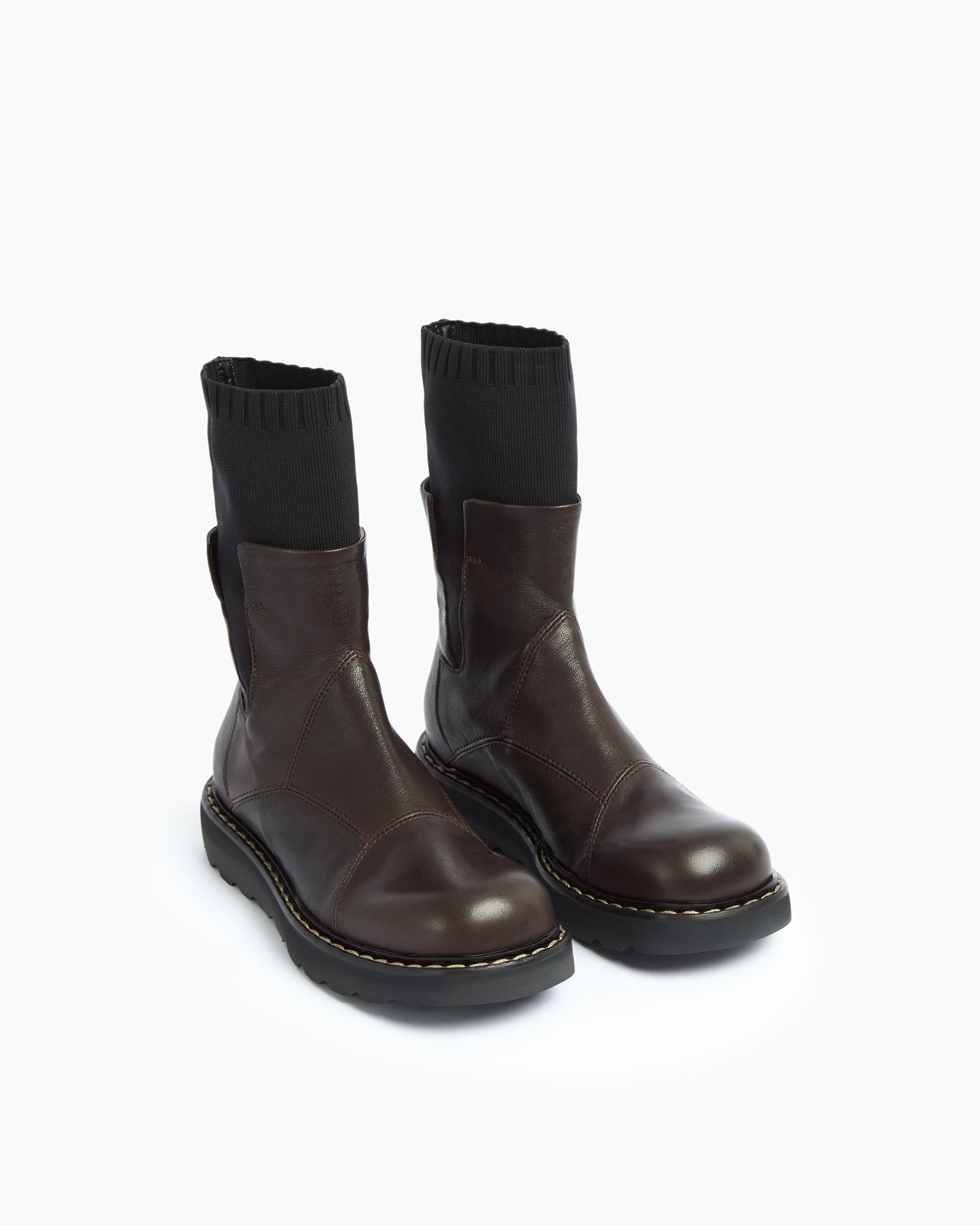 MLO Stivaletto in pelle con gambale elasticizzato MARRONE