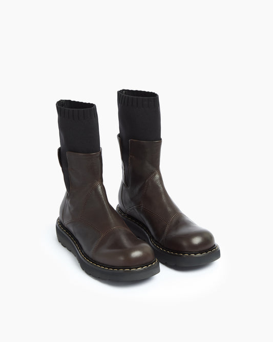 MLO Stivaletto in pelle con gambale elasticizzato MARRONE