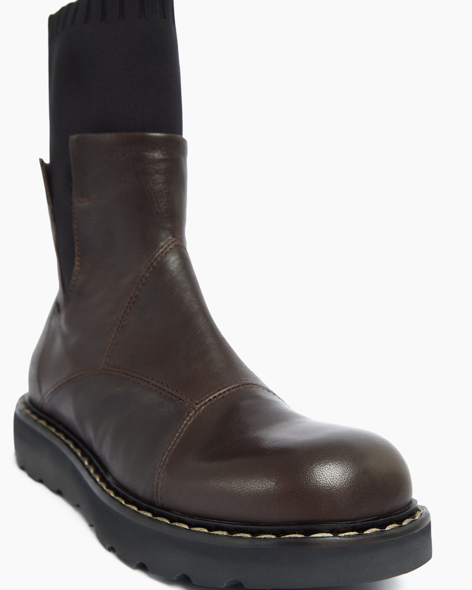 MLO Stivaletto in pelle con gambale elasticizzato MARRONE