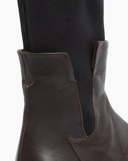 MLO Stivaletto in pelle con gambale elasticizzato MARRONE