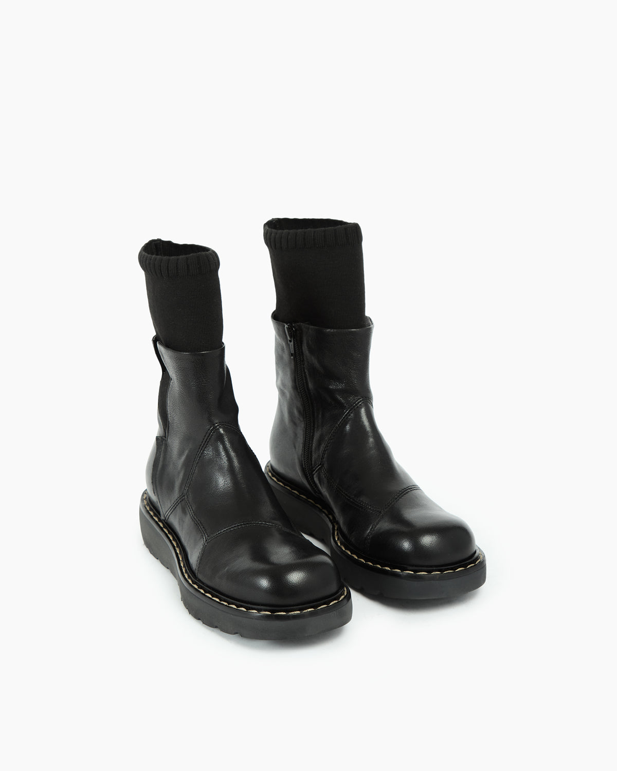 MLO Stivaletto in pelle con gambale elasticizzato NERO