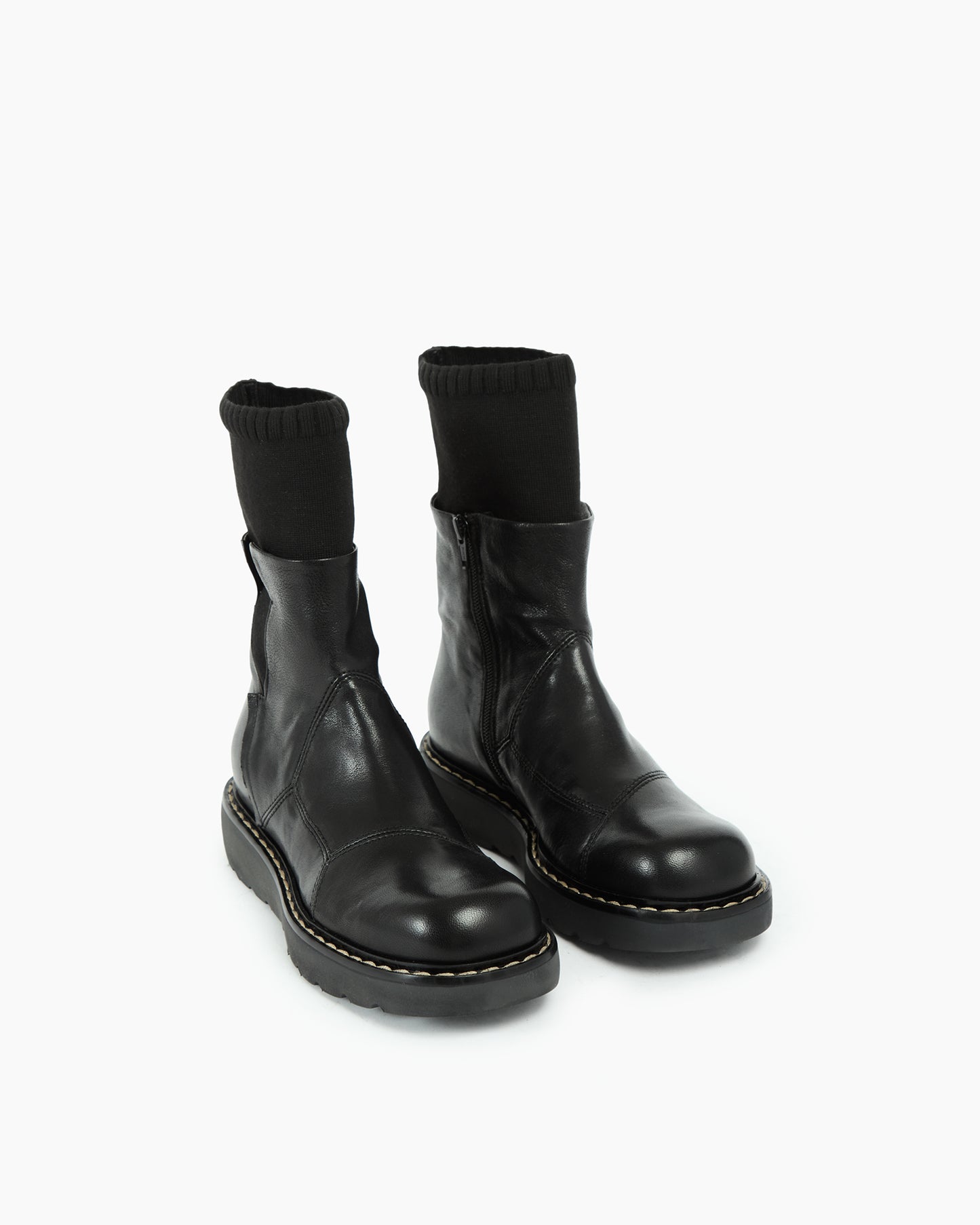 MLO Stivaletto in pelle con gambale elasticizzato NERO