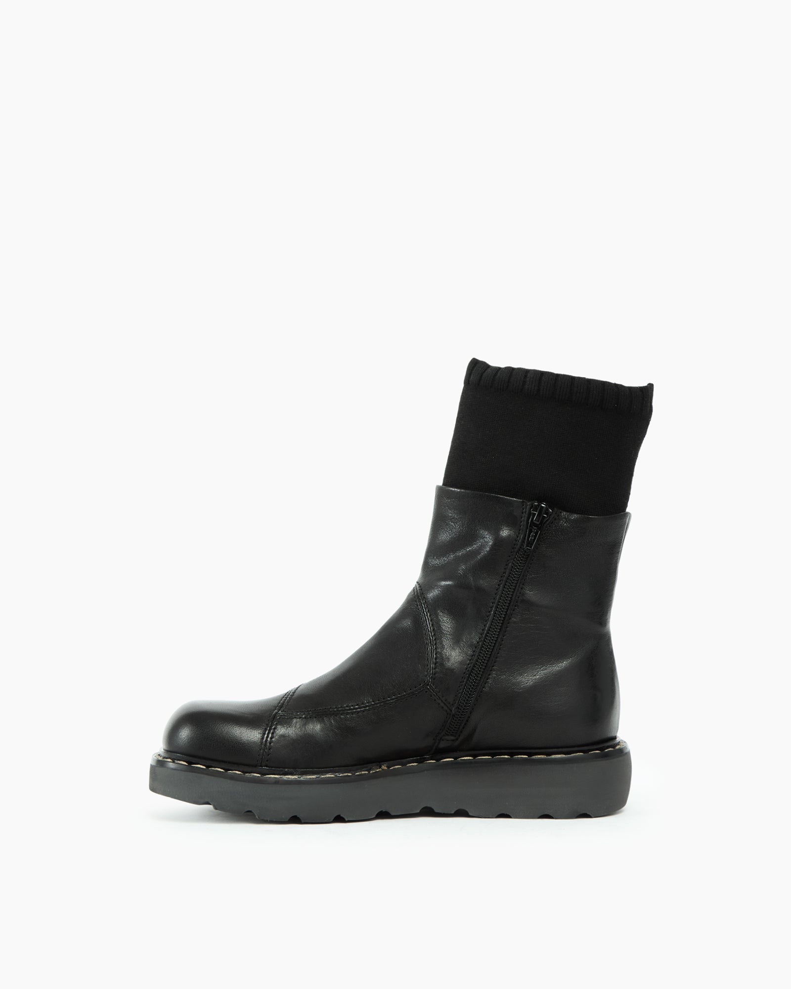 MLO Stivaletto in pelle con gambale elasticizzato NERO