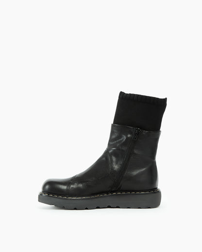 MLO Stivaletto in pelle con gambale elasticizzato NERO