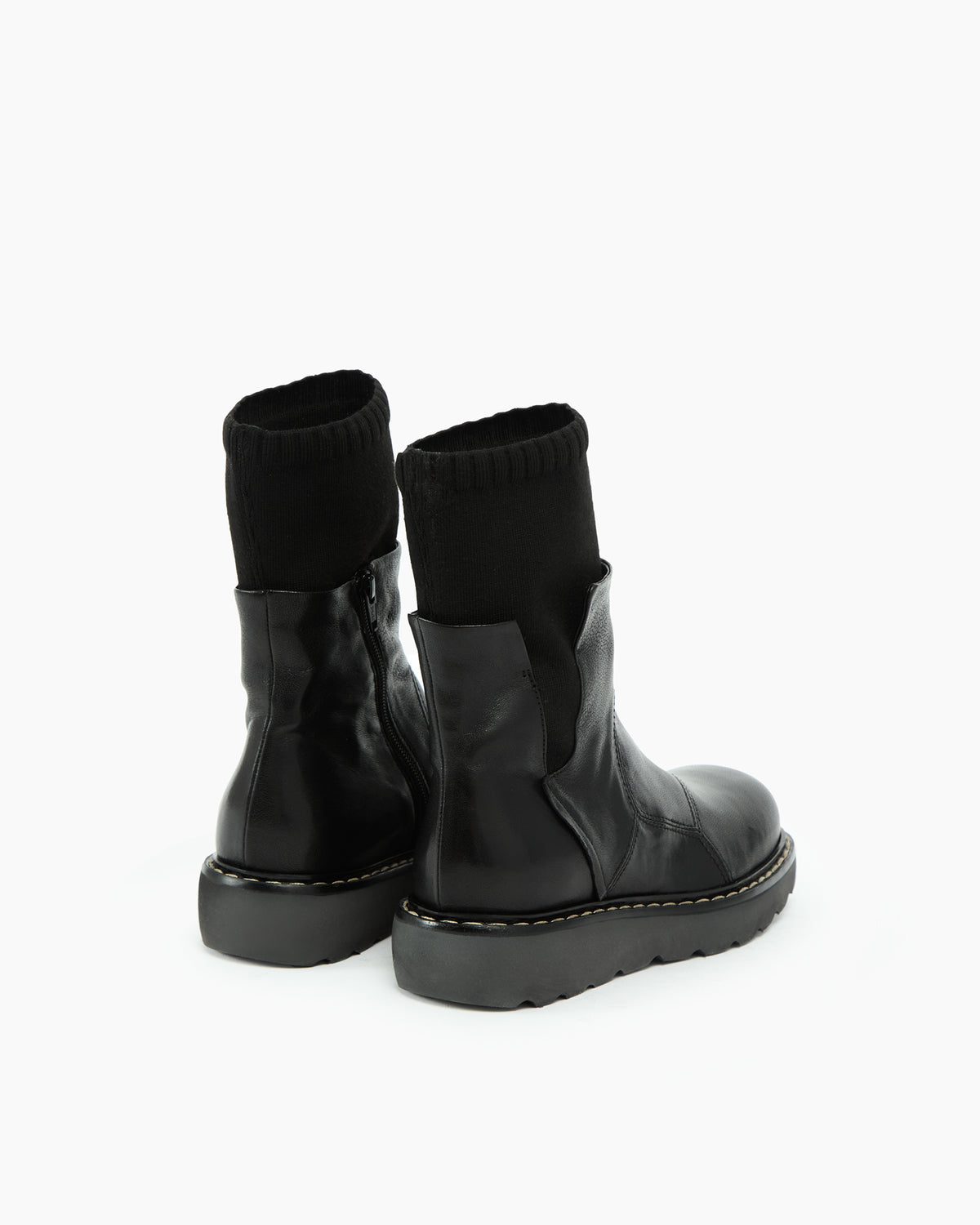 MLO Stivaletto in pelle con gambale elasticizzato NERO