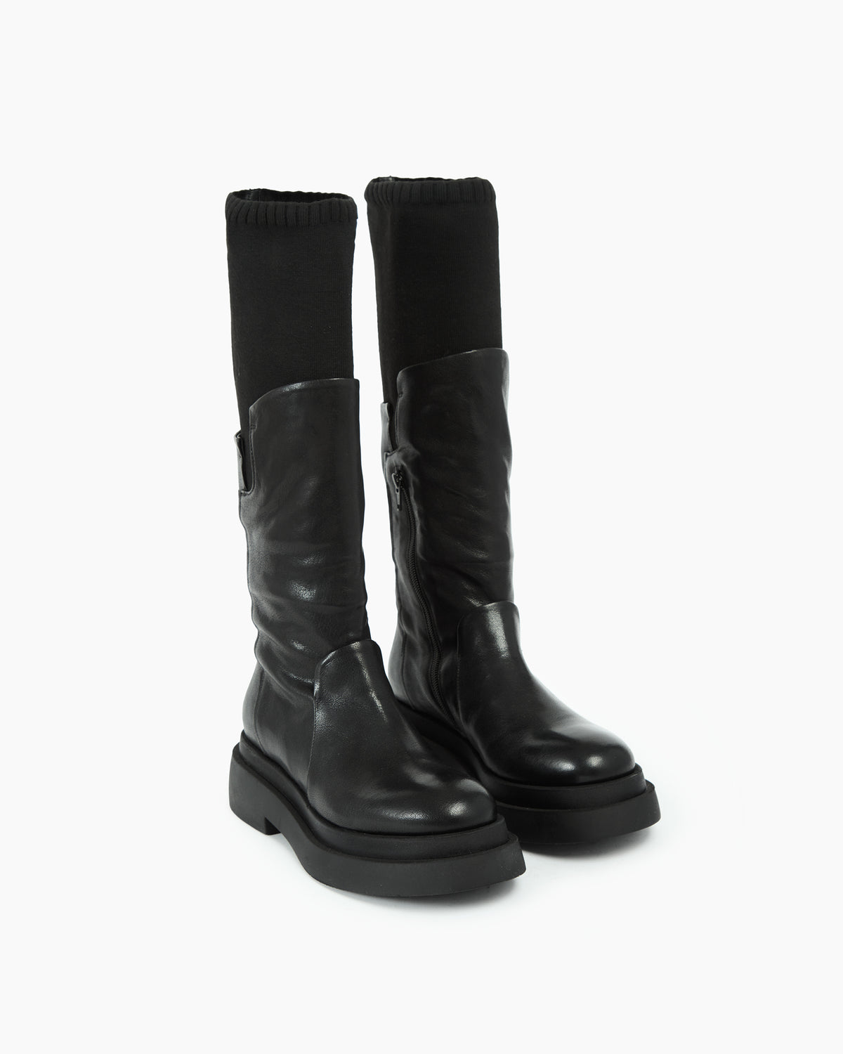 MLO Stivale alto con gambale in maglia NERO