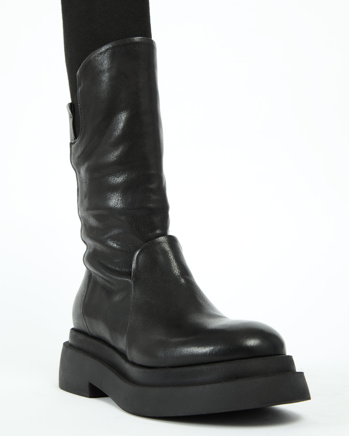 MLO Stivale alto con gambale in maglia NERO