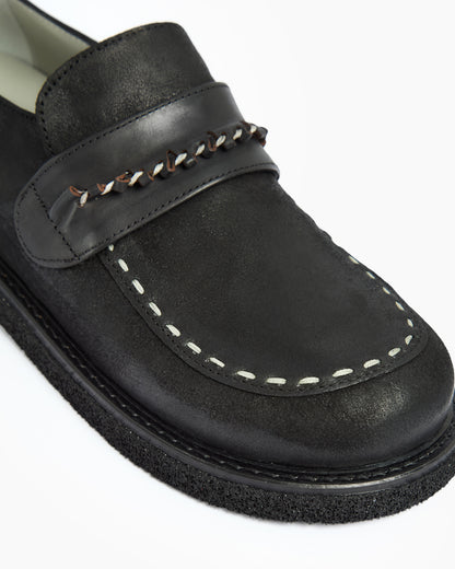 MLO Mocassino con dettagli artigianali NERO+NERO