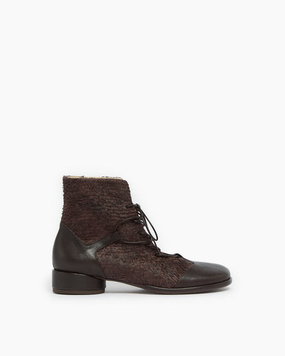 MLO Scarpa alta stringata  MARRONE+MARRONE