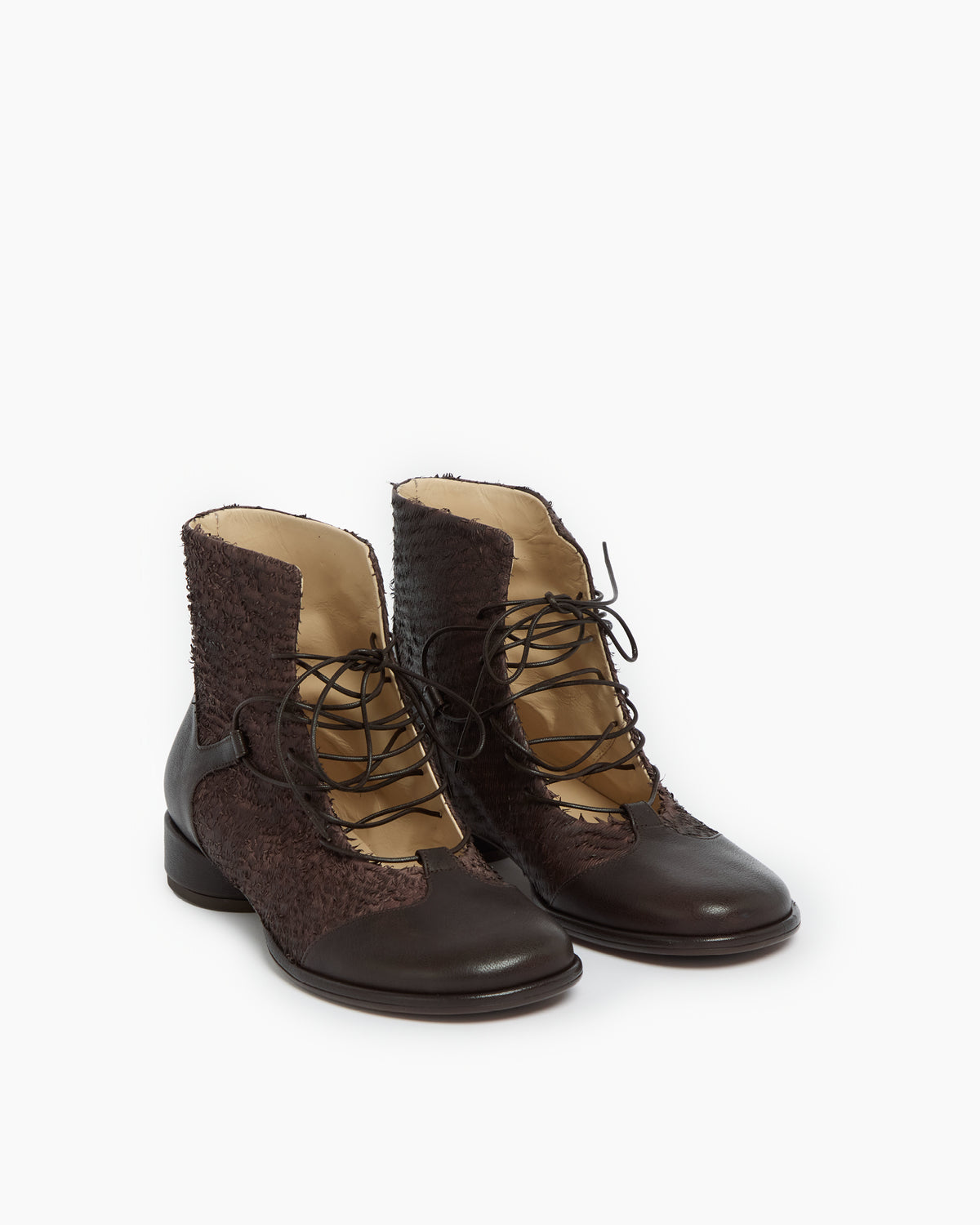 MLO Scarpa alta stringata  MARRONE+MARRONE