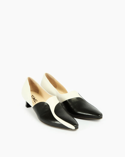 MLO Décolleté con pannelli sagomati e tacco sottile NERO+BIANCO