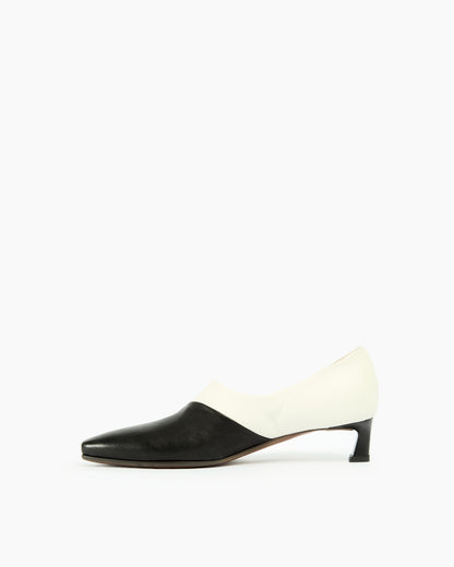 MLO Décolleté con pannelli sagomati e tacco sottile NERO+BIANCO